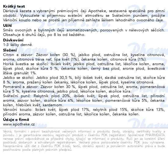 Příbalový leták - Apotheke Dárko.kolekce čajů Veselé Vánoce 48sáčků