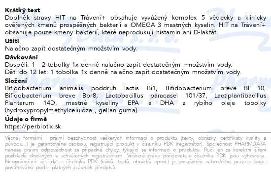 Příbalový leták - iProbio Hit+ omega3 na trávení 60 tobolek