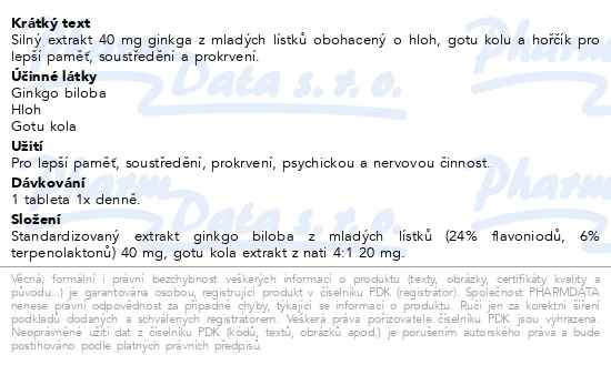 Příbalový leták - GS Ginkgo 40 mg, 90+30 tablet