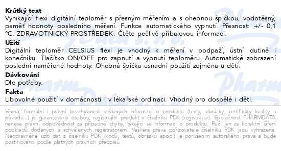 Příbalový leták - CELSIUS flexi teploměr digitální NEW