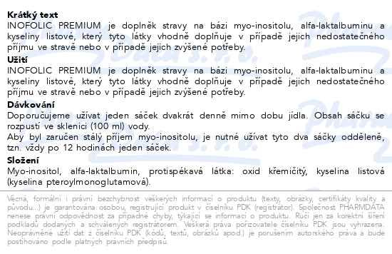 Příbalový leták - Inofolic Premium 60 sáčků