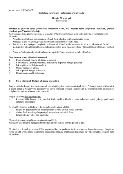 Příbalový leták (SUKL) - Ibalgin 50mg/g gel 100g