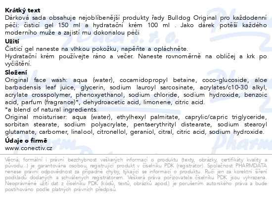 Příbalový leták - Bulldog Original Skincare Duo Set