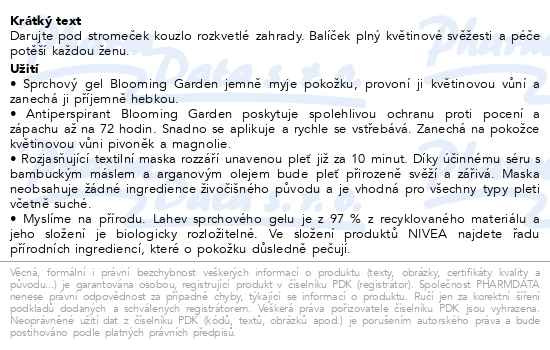 Příbalový leták - Nivea Blooming Beauty Dárková sada