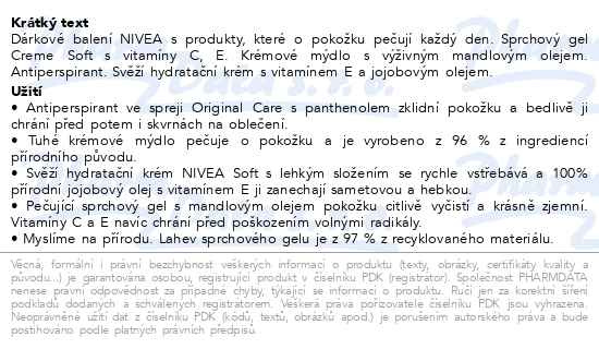 Příbalový leták - Nivea Ultimate Moments of Joy Dárková sada
