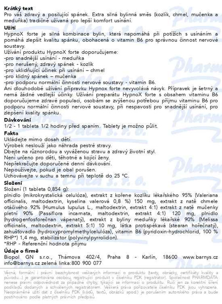 Příbalový leták - Barnys HypnoX forte tbl.20+10 zdarma