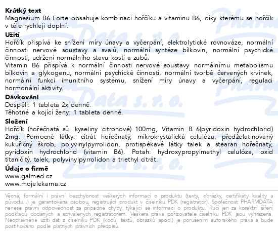 Příbalový leták - Vánoční balení ML Magnesium B6 Forte tbl.100+35