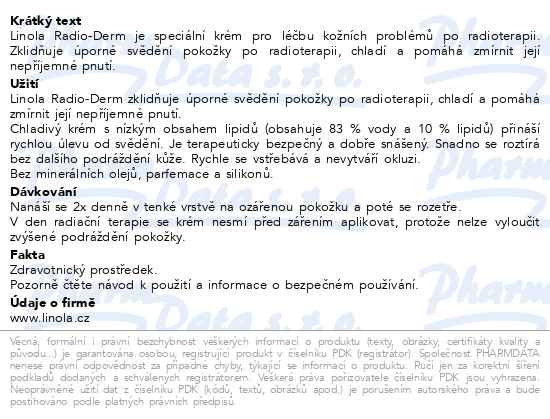 Příbalový leták - Linola Radio-Derm 50g