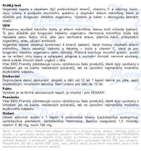 Příbalový leták - Vitar EKO Probiotika forte 30 kapslí