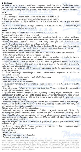 Příbalový leták - Bel Face&Body Cosmetic odlič. tamp. kulaté 70+14ks