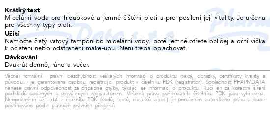 Příbalový leták - ENDOCARE Hydractive Micellar Solution 100ml