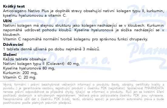 Příbalový leták - Reig Jofre Articolageno Nativo Plus 30 tablet