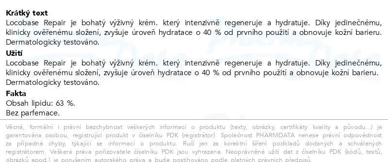 Příbalový leták - Locobase Repair Cream 30g