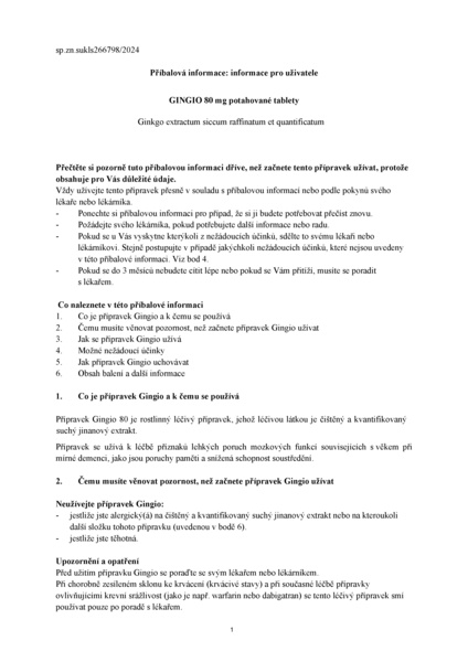 Příbalový leták (SUKL) - Gingio 80mg 120 potahovaných tablet