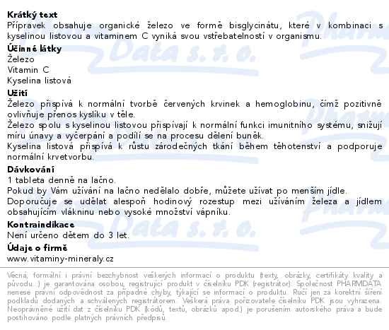 Příbalový leták - SmartPills Železo s kyselinou listovou a vitaminem C 60 tablet