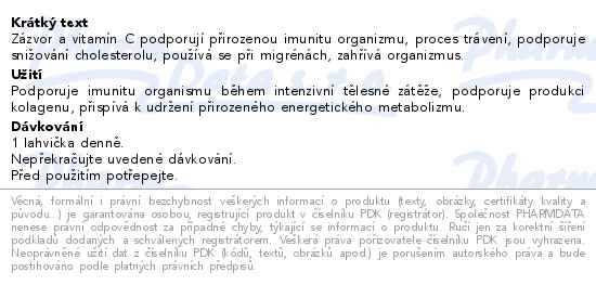 Příbalový leták - LEROS Immunity SHOT Zázvor+Vitamín C 150ml