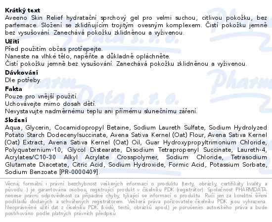Příbalový leták - Aveeno Skin Relief sprchový gel 500ml