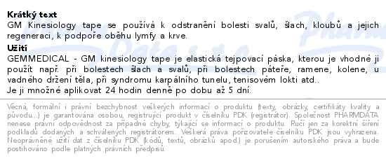 Příbalový leták - GM kinesiology tape 5cmx5m modrý