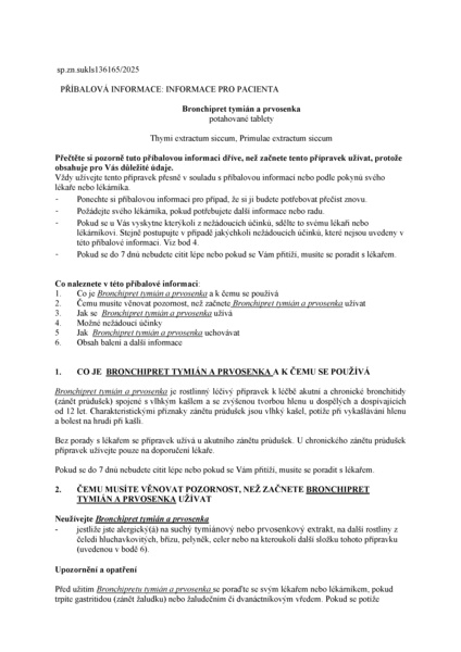Příbalový leták (SUKL) - Bronchipret 20 potahovaných tablet