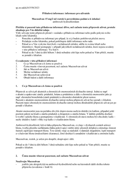 Příbalový leták (SUKL) - Mucosolvan 15mg/2ml inhalační roztok 60ml