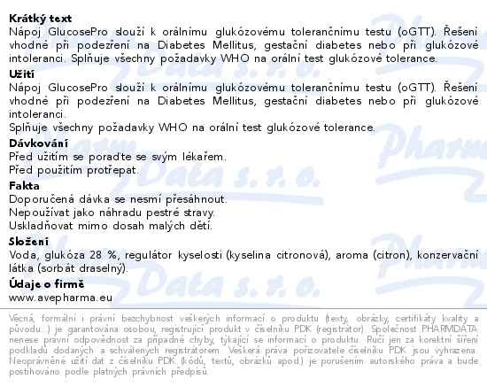 Příbalový leták - GlucosePro nápoj pro glukózový toleranční test citron 250ml