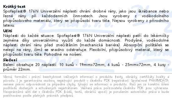 Příbalový leták - 3M Spofaplast 176N Univerzální náplasti mix 20ks
