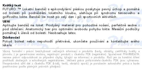 Příbalový leták - 3M FUTURO Loketní bandáž s epikondylární páskou 47863DABI velikost L