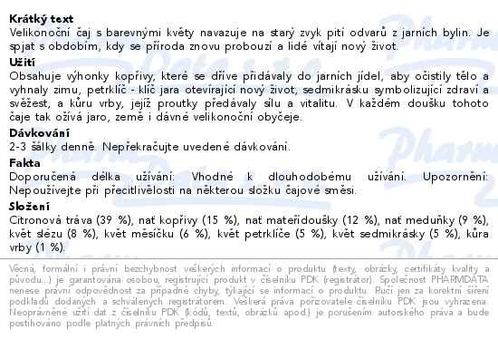 Příbalový leták - LEROS Velikonoční čaj s barevnými květy 20x1.4g