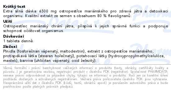 Příbalový leták - GS Ostropestřec 6500mg XXL 70+30 tablet