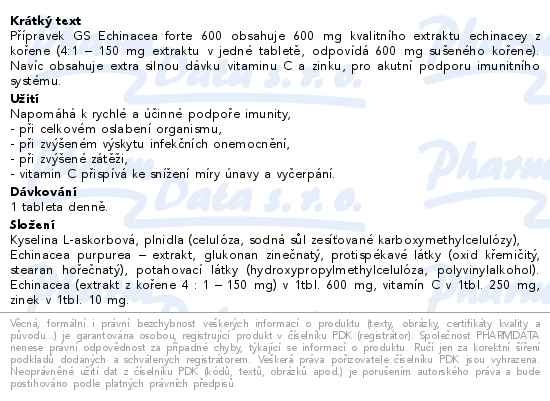 Příbalový leták - GS Echinacea Forte 600mg XXL 90+20 tablet