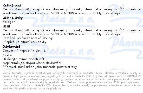Příbalový leták - Cemio Kamzík 120 kapslí dárek