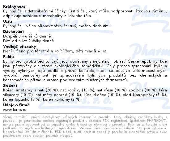 Příbalový leták - LEROS Bylinkový Detox 20x1.5g