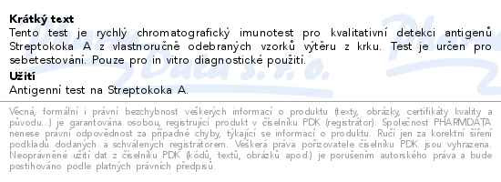 Příbalový leták - JusChek Streptokok A - rychlý test 1ks