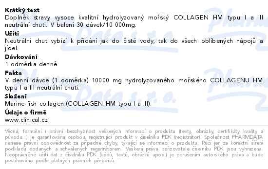 Příbalový leták - Clinical Collagen 10000mg marine 200g