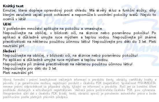 Příbalový leták - Emspoma Sport chladivá emulze 1000ml modrá
