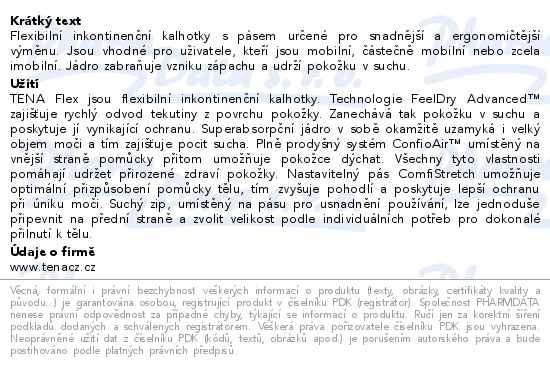 Příbalový leták - TENA Flex Maxi Medium ink.kalh.s pásem 22ks 725222