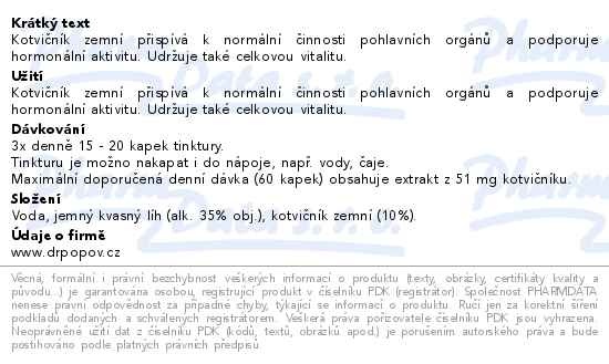 Příbalový leták - Dr.Popov Kapky bylinné Kotvičník zemní 50ml