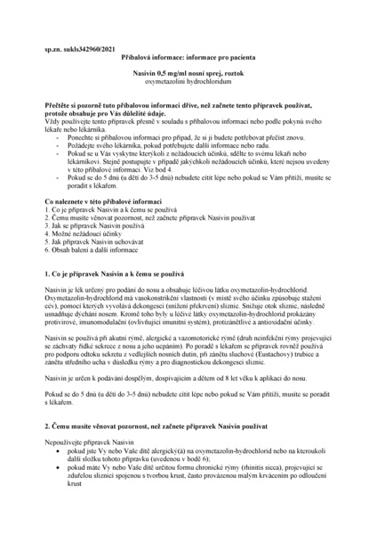Příbalový leták (SUKL) - Nasivin 0.5mg/ml nas.spr.sol.10ml