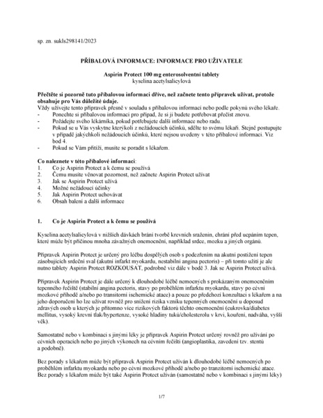 Příbalový leták (SUKL) - Aspirin Protect 100mg 90 enterosolventních tablet