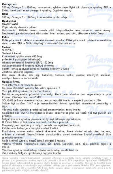 Příbalový leták - Solgar Omega-3 cps.30