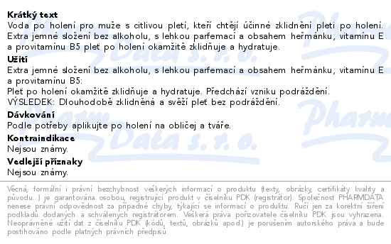 Příbalový leták - NIVEA MEN Voda po holení Sensitive 100ml