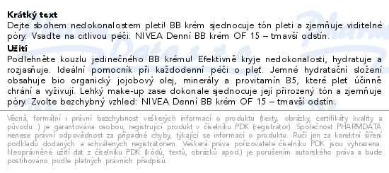 Příbalový leták - NIVEA Denní BB krém SPF 15 – tmavší odstín 50ml