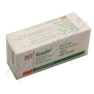 Gáza hydrofil.skl.kompr.Gazin 5x5cm/100ks 8vrstev